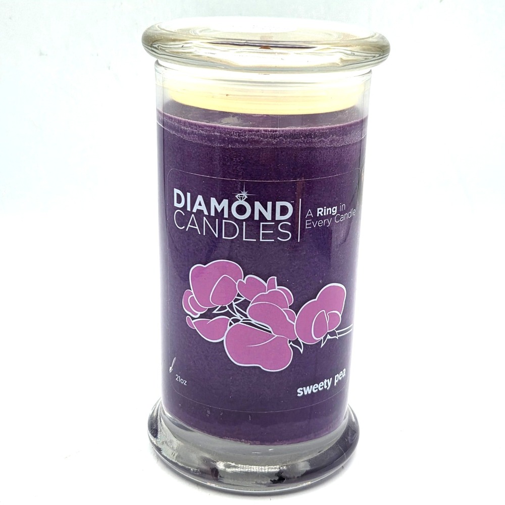 Diamond Candles A Ring in Every Candle Sweet Pea 21 oz Never Burned
